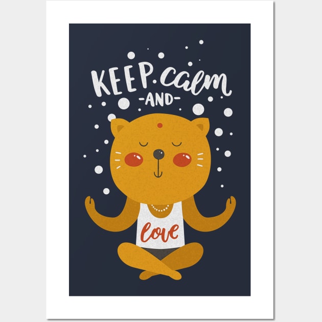 Keep Calm And Meditate - Love CARTOON CAT 2 Wall Art by EDDArt